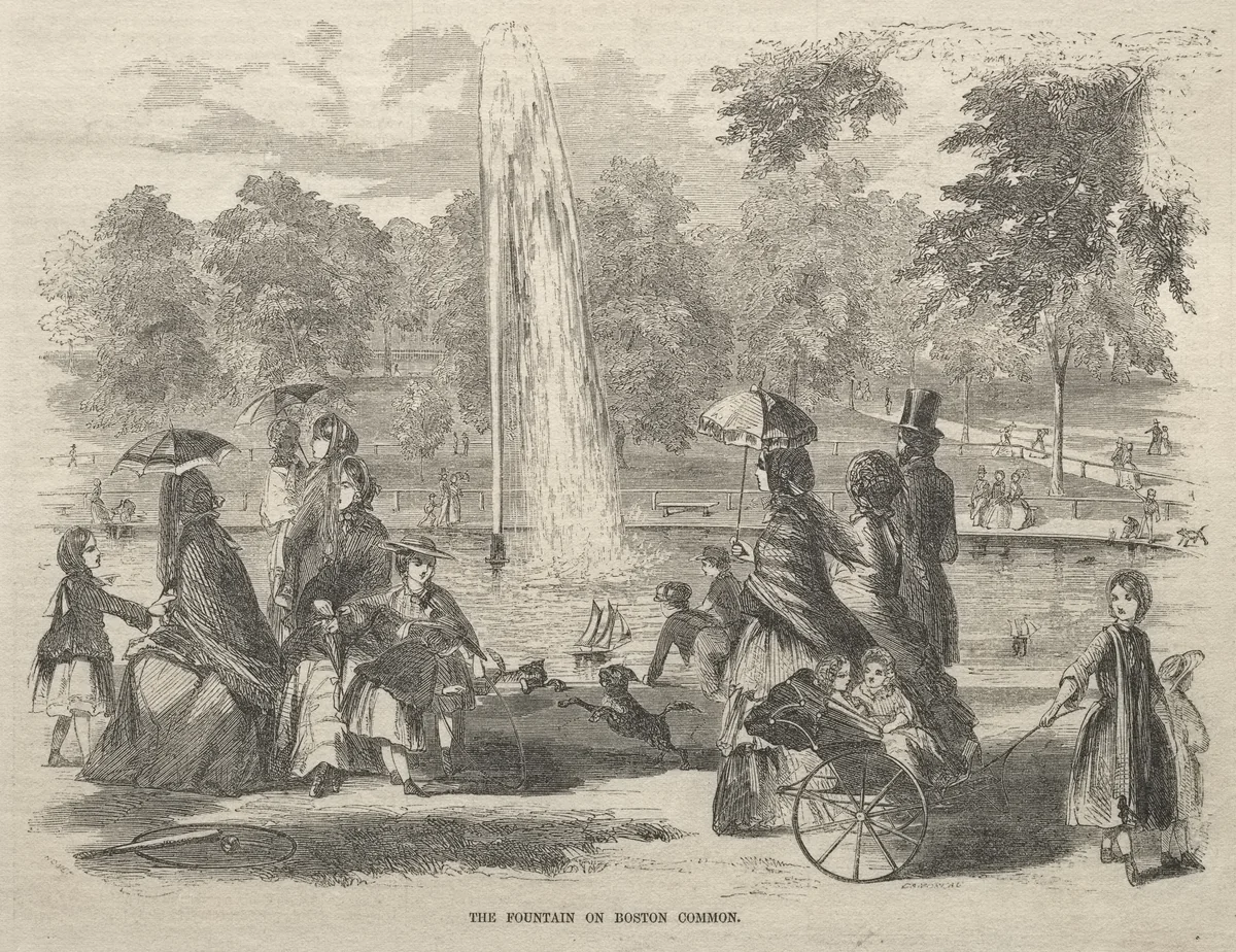 The Fountain at Boston Common by Winslow Homer, print, 1857