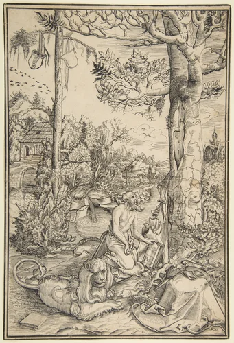 The Penitent St. Jerome by Jost Amman, drawing, 1539-1591