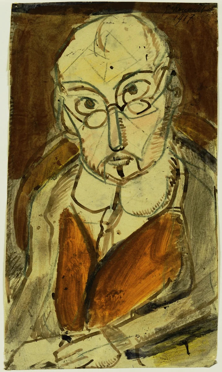 Man with Spectacles by Georges Rouault, drawing, 1917