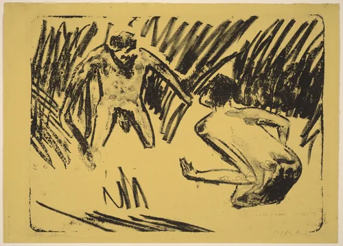 Men Splashing in the Reeds (Sich Spritzende Männer im Schilf) by Ernst Ludwig Kirchner, print, 1910