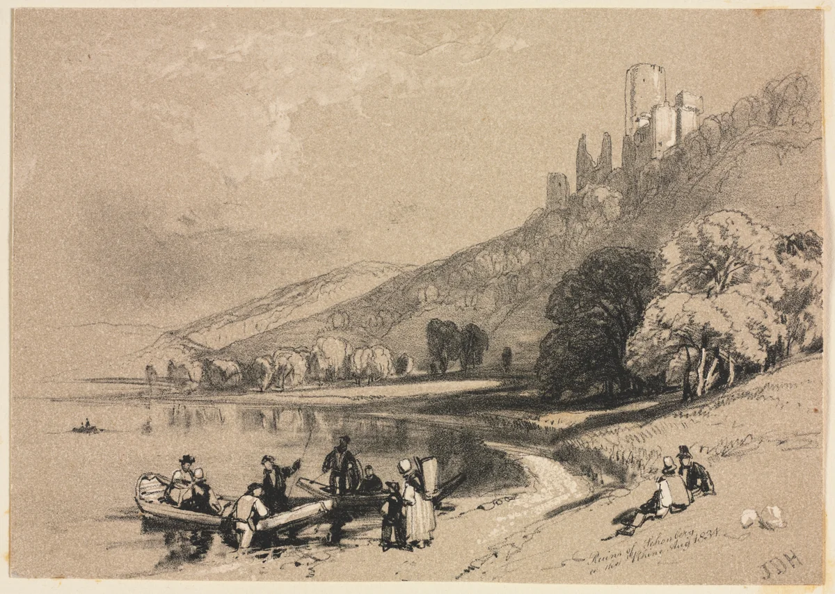 Sketches at Home and Abroad: Ruins of Schonberg on the Rhine by James Duffield Harding, print, 1834