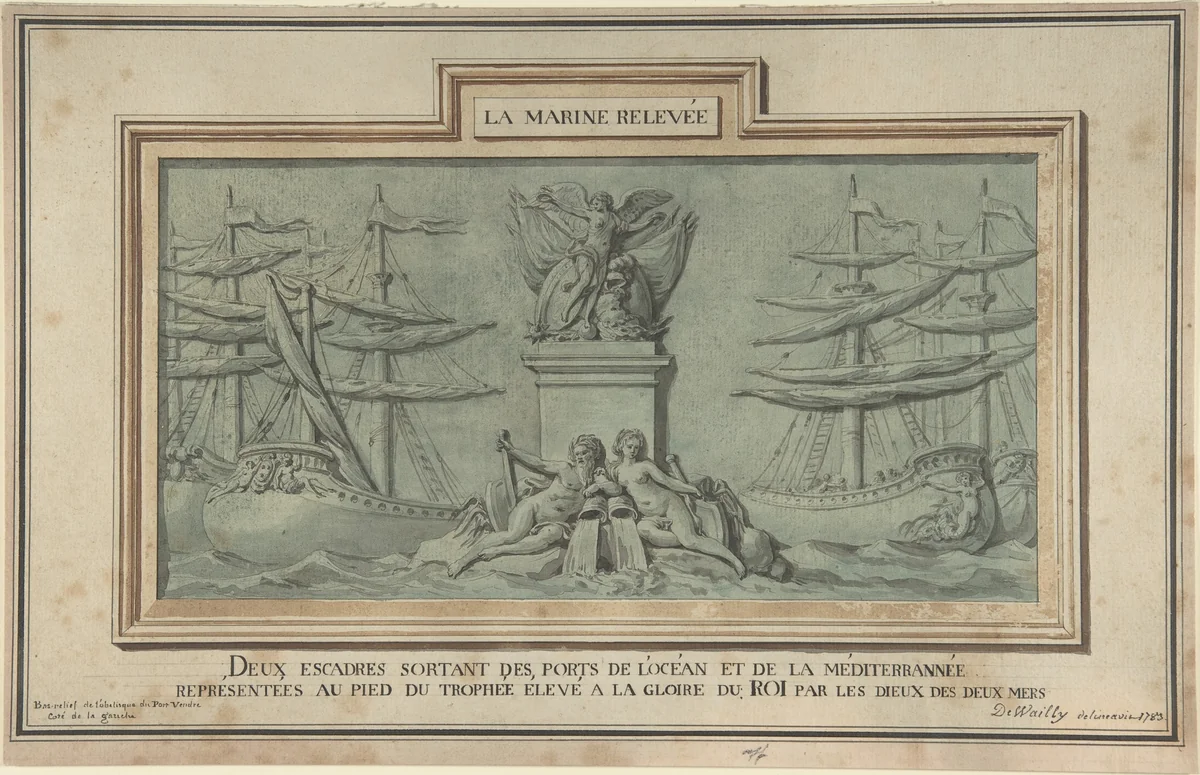 Study for Decoration of the Obelisk at Port-Vendres by Charles de Wailly, drawing, 1783