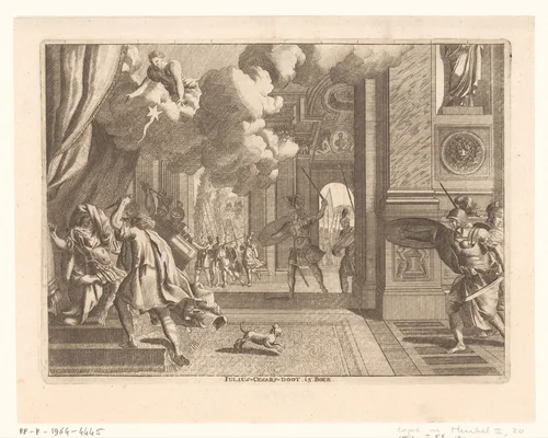 Dood van Julius Caesar by anonymous, print, 1628-1682