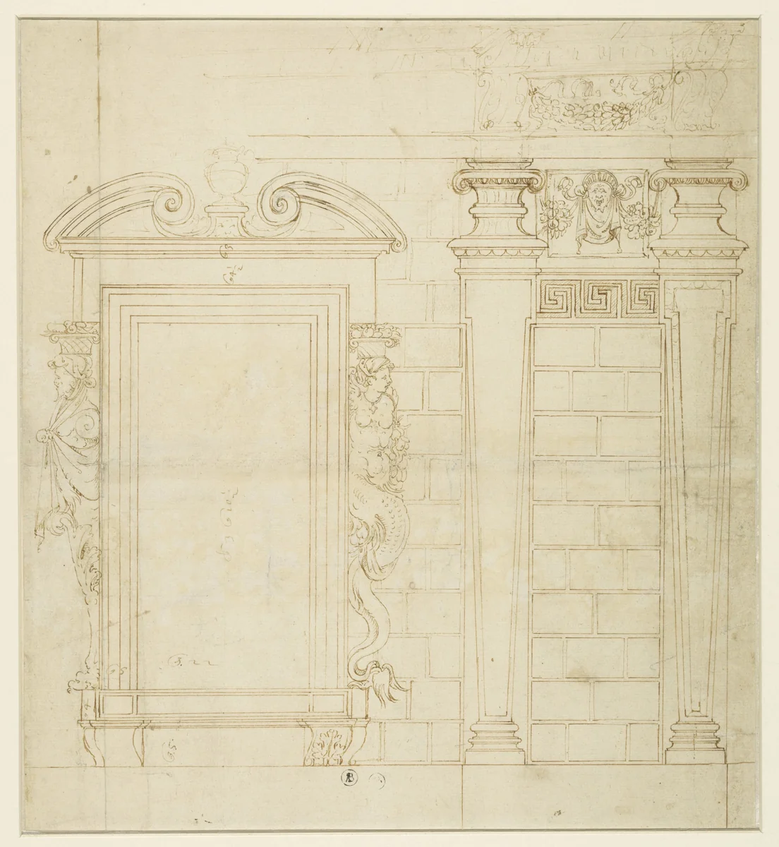Ontwerp voor muur- en raamverdeling van het Palazzo dei Collegio dei Giureconsulti by Vincenzo Seregni, drawing, 1514-1594