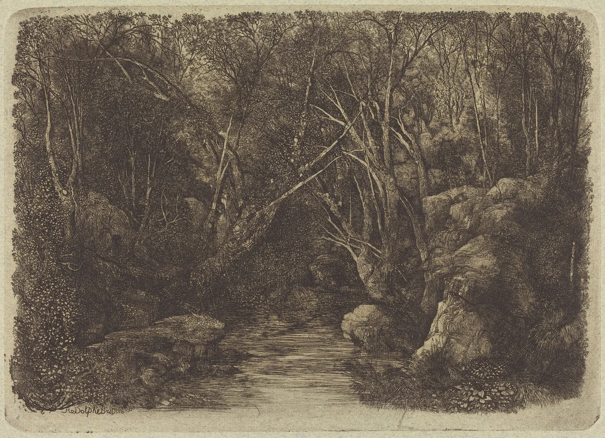 The Brook in the Woods by Rodolphe Bresdin, print, 1880