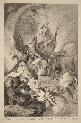 Four Saints by Johann Beheim, Franz Anton Maulbertsch, print, 1762