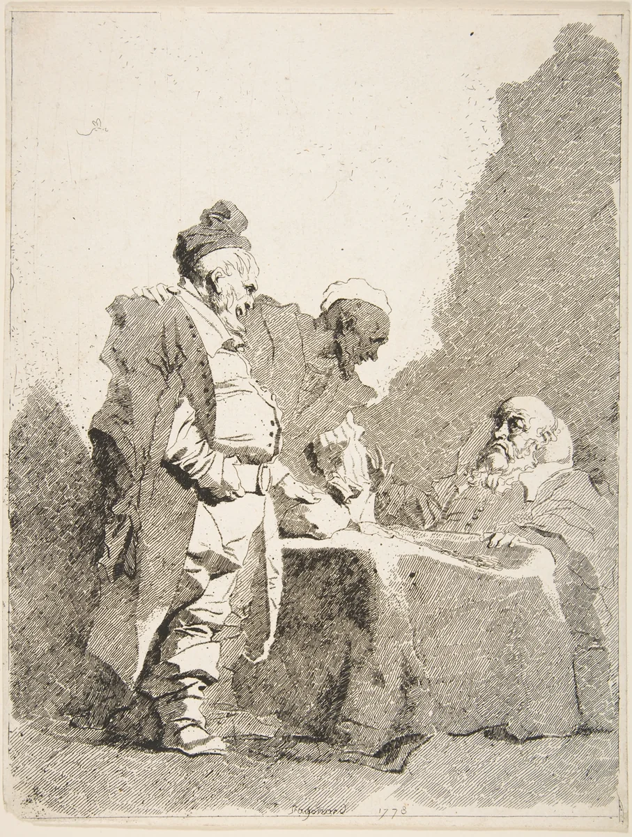 The Tax Collectors (Les Traitants) by Jean Honoré Fragonard, print, 1778