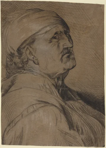 Head of an Old Man by Gerrit Claesz. Bleker, drawing, 1608-1656