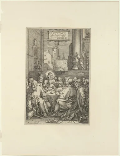 The Last Supper, plate one from The Passion of Christ by Hendrick Goltzius, print, 1598