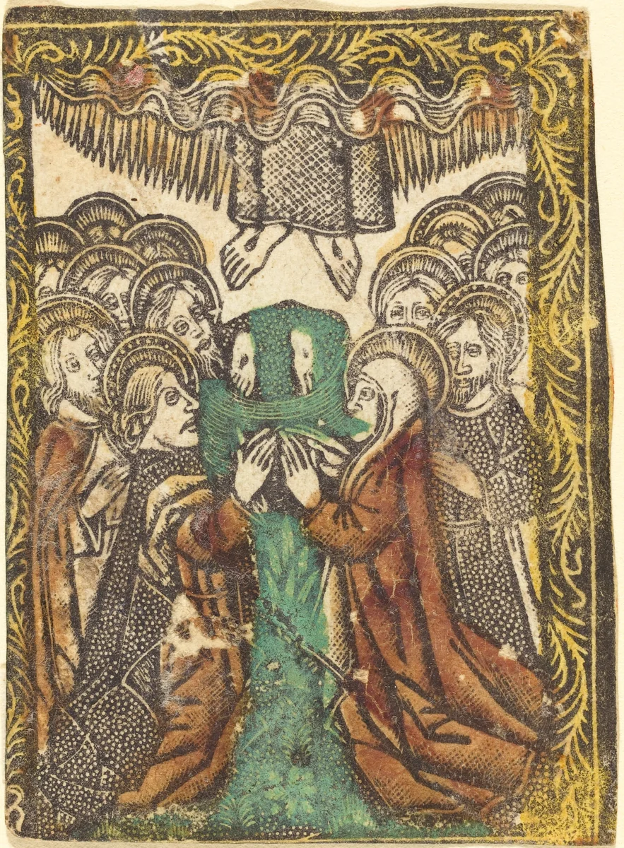 The Ascension by Master of the Borders with the Four Fathers of the Church, print, 1460-1480