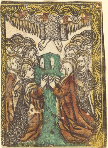 The Ascension by Master of the Borders with the Four Fathers of the Church, print, 1460-1480