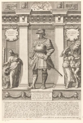 Portret van Karel de Stoute, hertog van Bourgondië by Gaspare Oselli, print, 1569