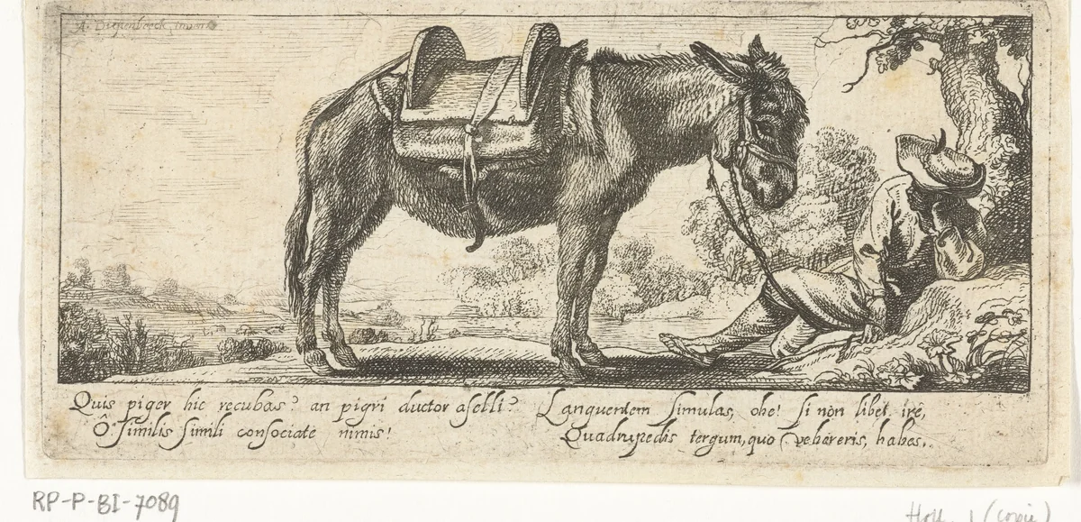 Man met ezel by anonymous, print, 1630-1680