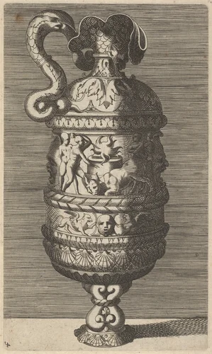 Vase with a Sacrificial Scene by René Boyvin, print, 1670-1700