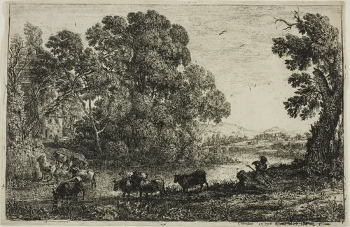 The Cowherd by Claude Lorrain, print, 1636