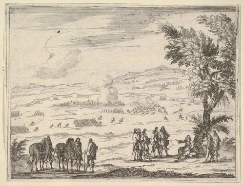 Francesco I d'Este, Suffering the Pain of his Injuries, Continues to Take Charge for the Successful Completion of the Military Campaign, from "L'Idea di un Principe ed Eroe Cristiano in Francesco I d'Este, di Modena e Reggio Duca VIII [...]" by Bartolomeo Fenice, print, 1659