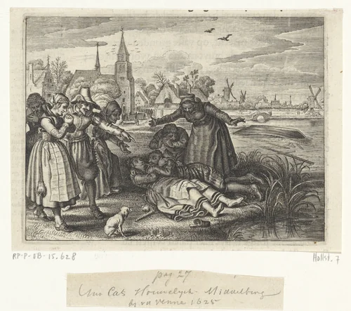 De dood van een jong paar by anonymous, print, 1625