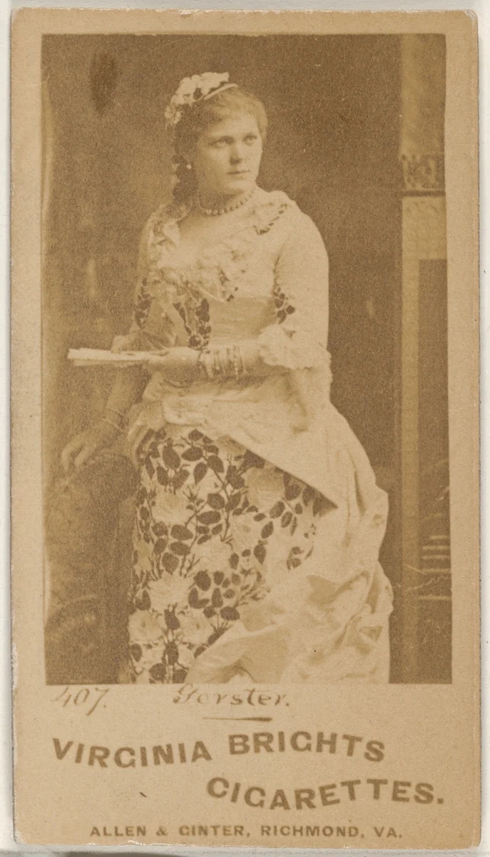 Card 407, Gerster, from the Actors and Actresses series (N45, Type 1) for Virginia Brights Cigarettes by Allen & Ginter, photograph, 1885-1891