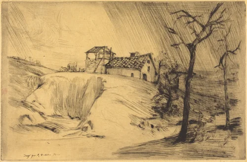 Brick-works (La Briqueterie) by Alphonse Legros, print, 1837-1911