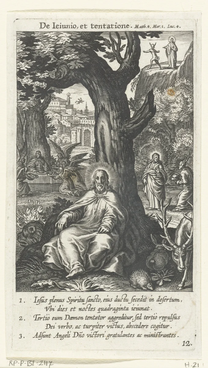 Verzoeking van Christus by Boëtius Adamsz. Bolswert, print, 1590-1622
