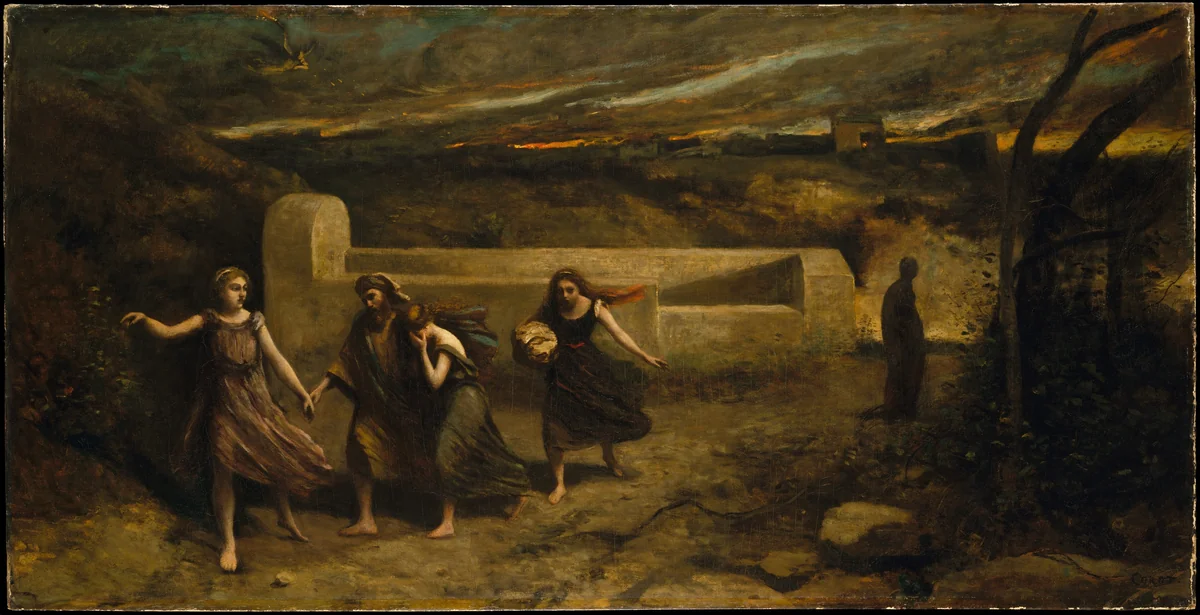 The Burning of Sodom (formerly "The Destruction of Sodom") by Camille Corot, painting, 1843-1857