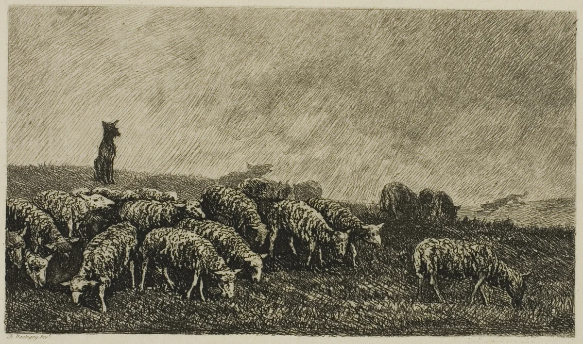 The Dog's Watch by Charles-François Daubigny, print, 1857