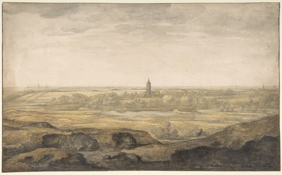 Landscape by Aelbert Cuyp, drawing, 1635-1691