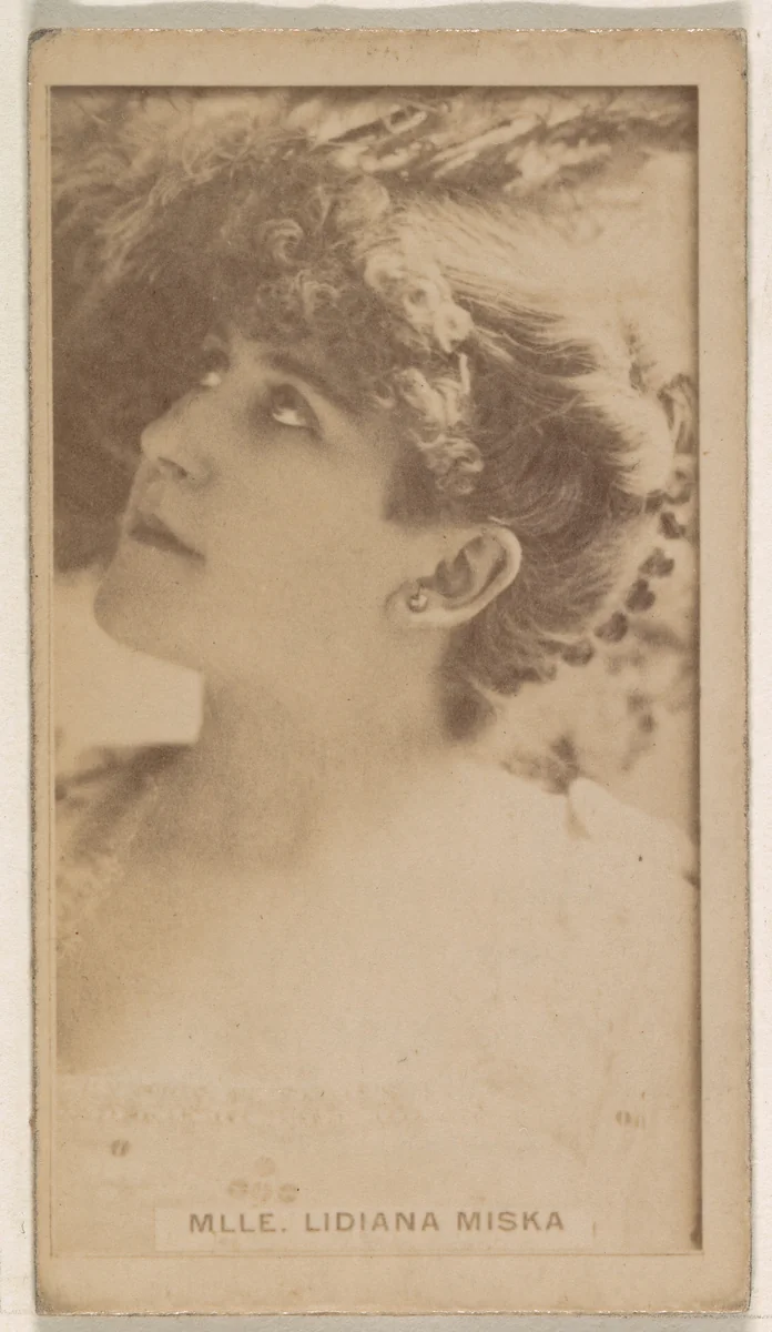 Mlle. Lidiana Miska, from the Actresses series (N245) issued by Kinney Brothers to promote Sweet Caporal Cigarettes by Kinney Brothers Tobacco Company, photograph, 1890