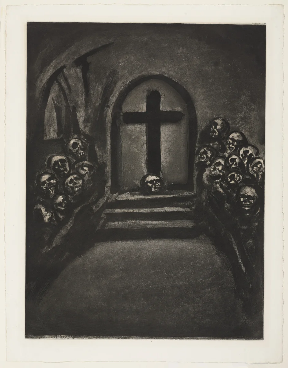 "He That Believeth in Me, Though He Were Dead, Yet Shall He Live" («Celui qui croit en moi fût-il mort vivra»), plate XXVIII from Miserere by Georges Rouault, illustrated book, 1923