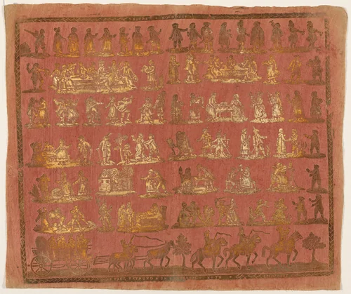 Endpaper with Peasant Wedding by Paul Reimund, print, 1780