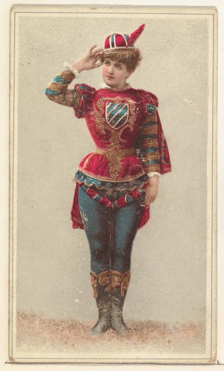 Actress tipping her red-feathered cap, from Stars of the Stage, Second Series (N130) issued by Duke Sons & Co. to promote Honest Long Cut Tobacco by W. Duke, Sons & Co., print, 1891