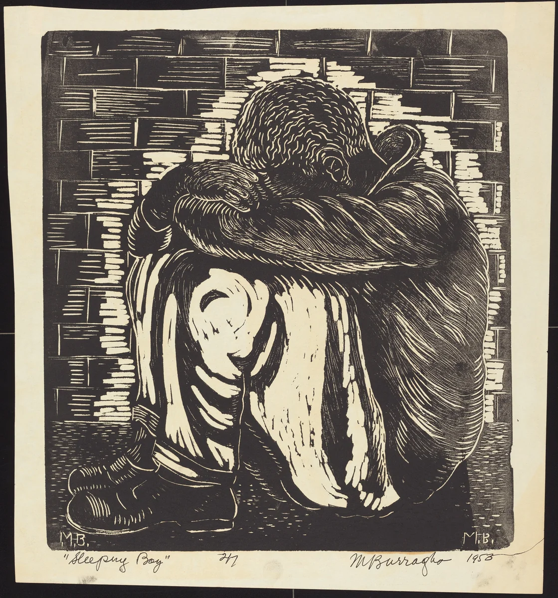 Sleeping Boy by Margaret Burroughs, print, 1953