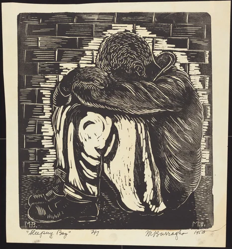 Sleeping Boy by Margaret Burroughs, print, 1953