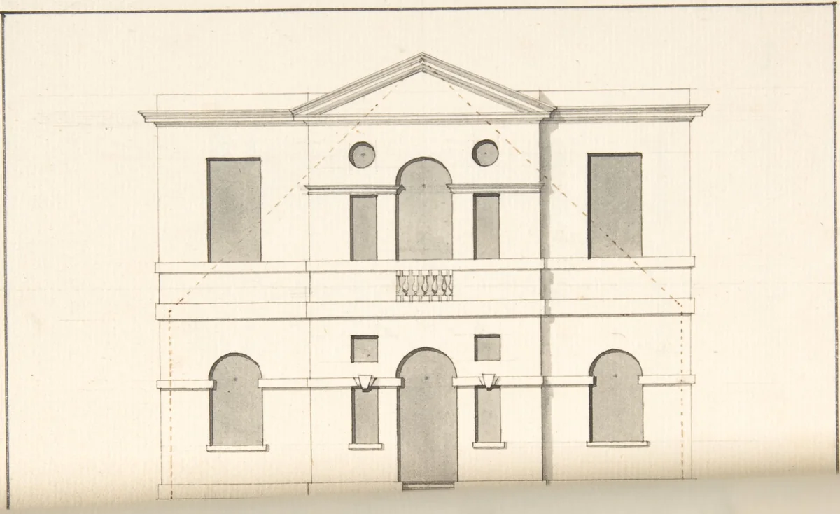 Elevation of "An Eye-trap" by Robert Morris, drawing, 1715-1754