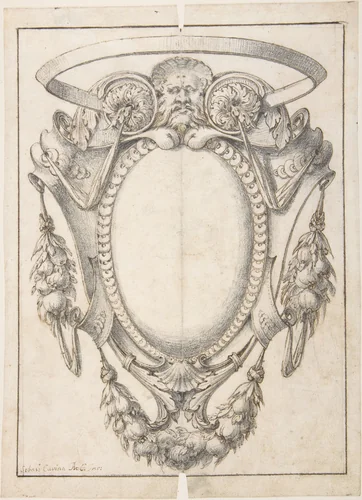 Design for a Cartouche for the "Raccolta di Cartelle Pubblicate per uso della Gioventù Studiosa". by Sebastiano Cavina, drawing, 1791-1801