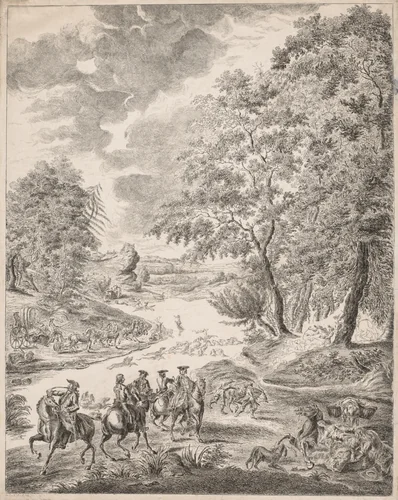 The Deer Hunt by Augustin de Saint-Aubin, print, 1752-1807
