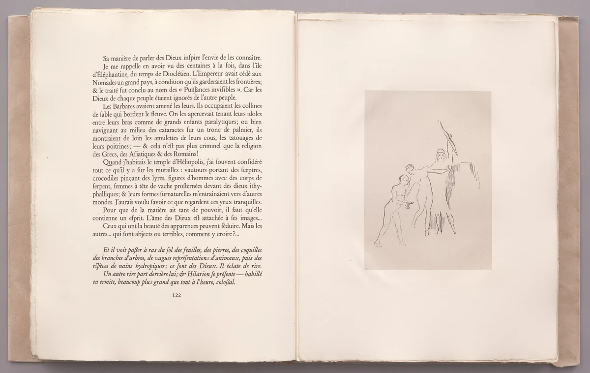 Immediately Three Goddesses Arise (Immédiatement surgissent trois Déesses) (plate X) from La Tentation de Saint-Antoine by Odilon Redon, illustrated book, 1896
