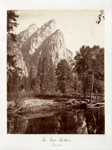 The Three Brothers, Yosemite by Carleton E. Watkins, photograph, 1870-1874