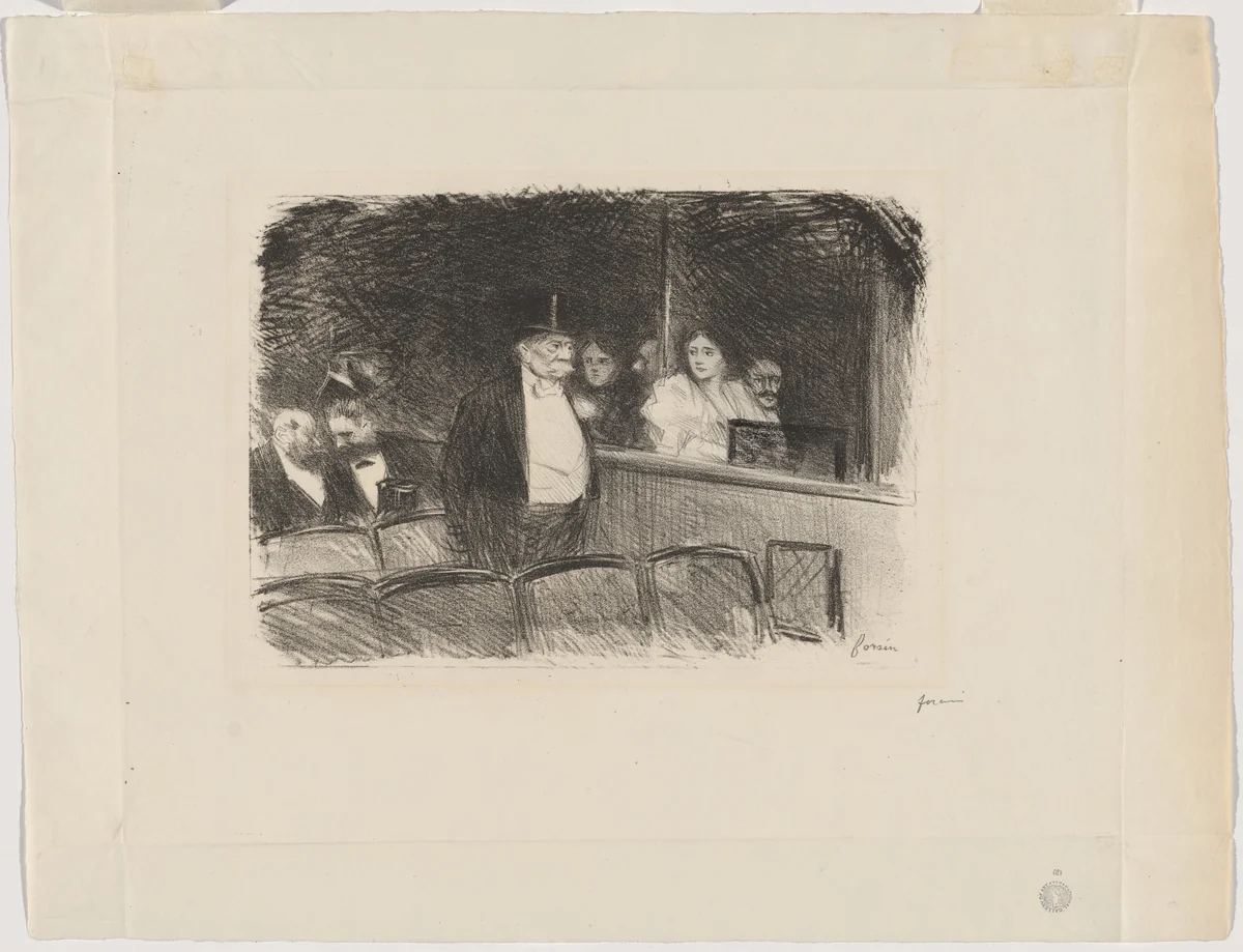 a) Au théâtre (At the Theatre) (recto); (b) Untitled (verso) by Jean-Louis Forain, print, 1892