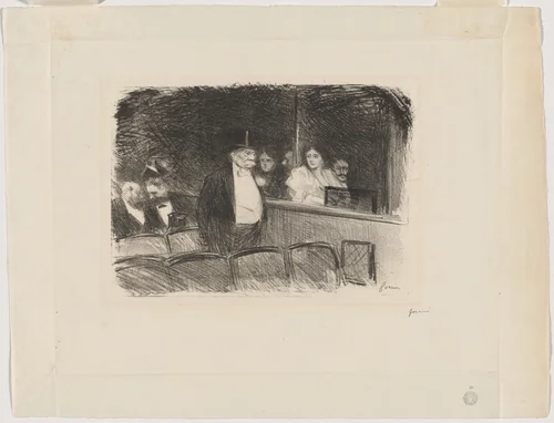 a) Au théâtre (At the Theatre) (recto); (b) Untitled (verso) by Jean-Louis Forain, print, 1892
