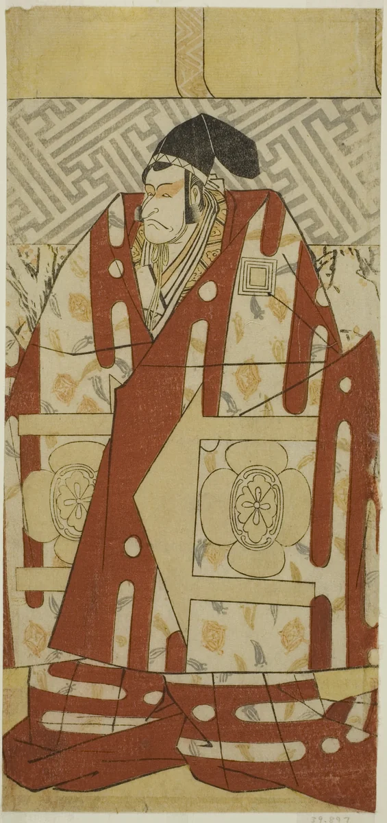 The Actor Ichikawa Danjuro V as Kudo Suketsune in the Play Koi no Yosuga Kanegaki Soga, Performed at the Ichimura Theater in the First Month, 1789 by Katsukawa Shun'ei (勝川春英), print, 1784-1794