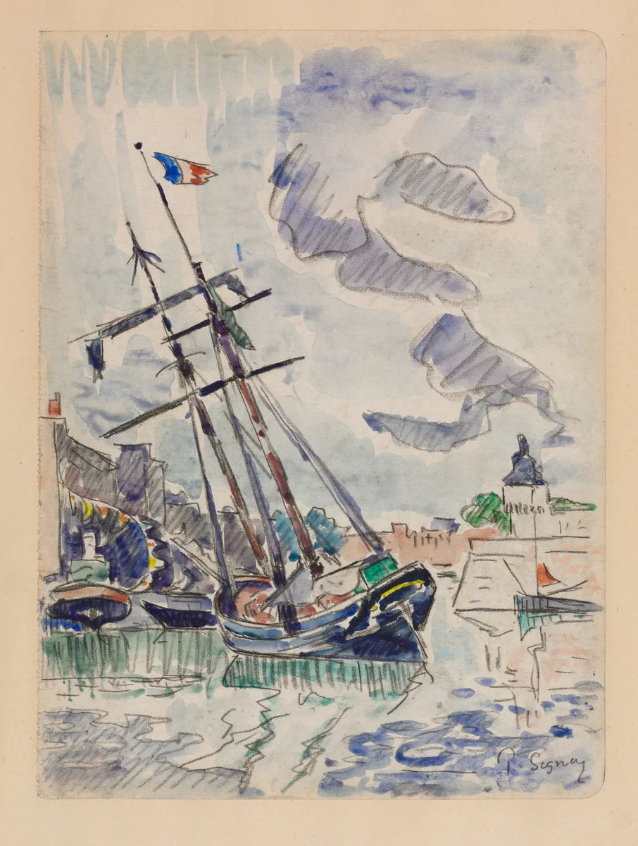 Boat in Port by Paul Signac, drawing, 1924-1936