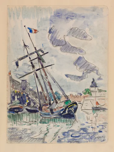 Boat in Port by Paul Signac, drawing, 1924-1936