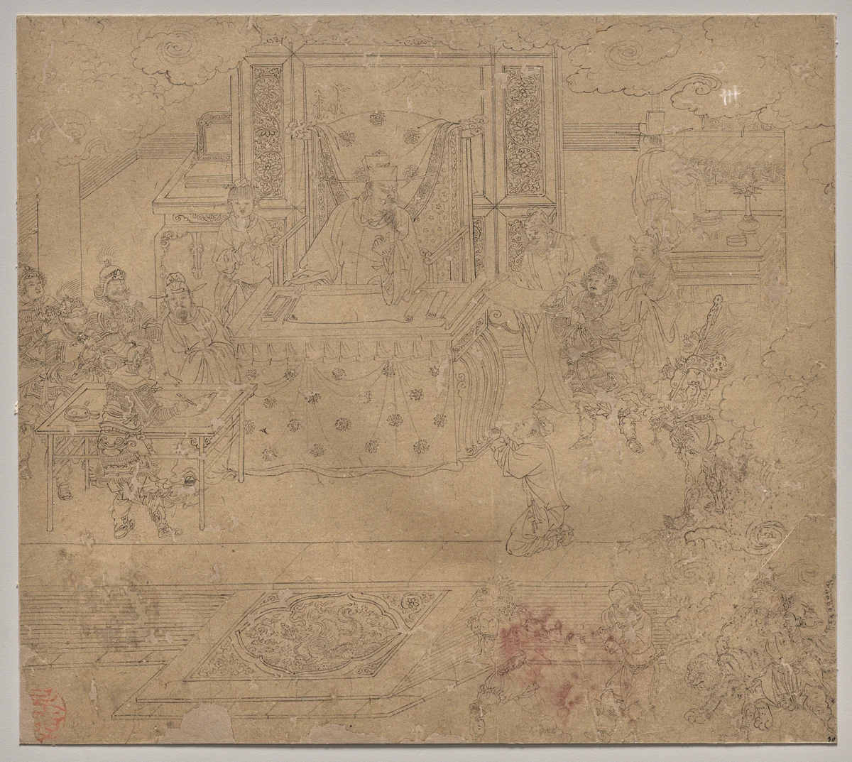 Album of Daoist and Buddhist Themes: Kings of Hells: Leaf 30 by Unknown, painting, 1200-1299