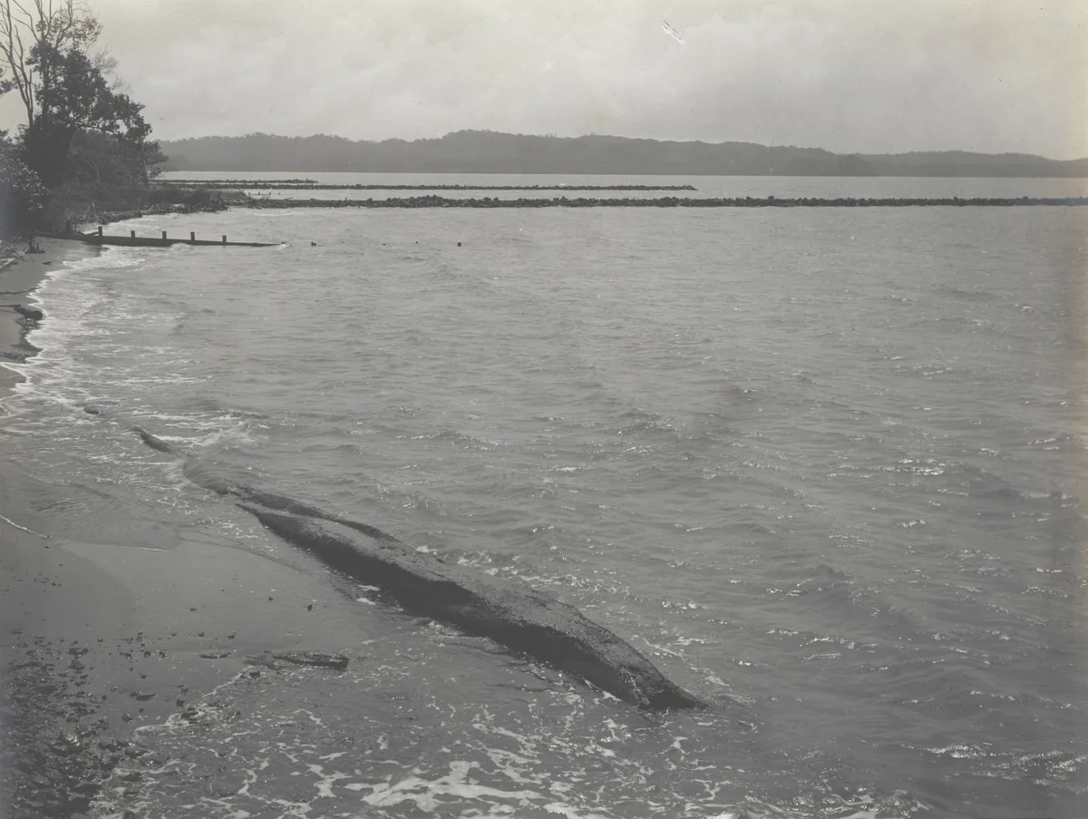 Mindi rock dikes. Dikes #1, 2 and 3 from the Canal. Looking west by Unidentified Photographer, photograph, 1915