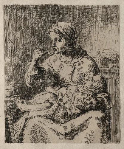 La Bouillée by Jean-François Millet, print, 1861