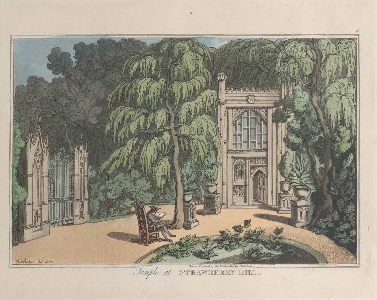 Temple at Strawberry Hill, from "Sketches from Nature" by Thomas Rowlandson, print, 1822