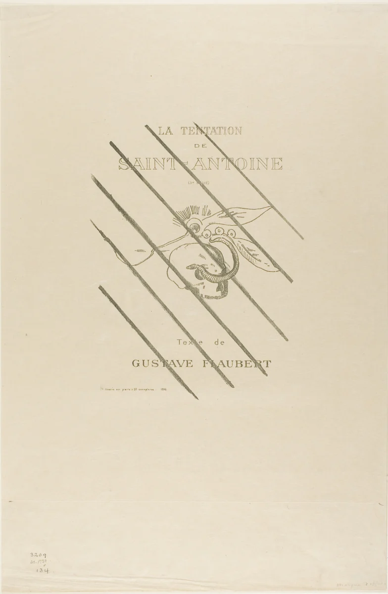 Frontispiece/Title Plate for the Tentation de St. Antoine by Odilon Redon, print, 1896