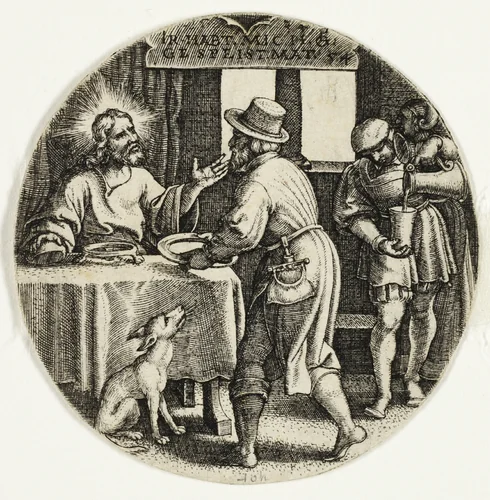 Feeding the Hungry, from The Seven Acts of Mercy by Georg Pencz, print, 1529-1539
