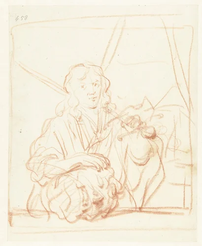 David met het hoofd van Goliath by Leendert van der Cooghen, drawing, 1642-1681